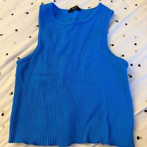 Blue Ribbed Tank Top tight Material